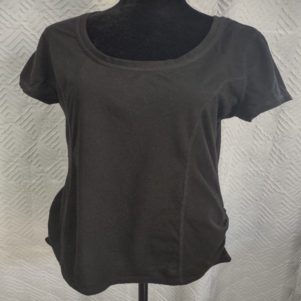 Athletic Works Womens Short Sleeve Ruched Side Tee Black Large NWOT NEW